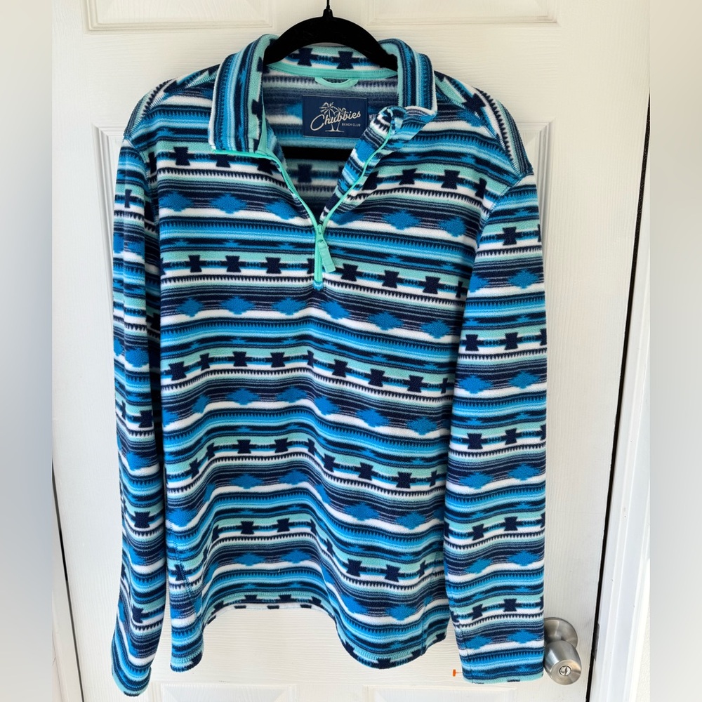 Chubbies Beach Club Fleece Men’s Quarter Zip Pullover Medium Southwest Print